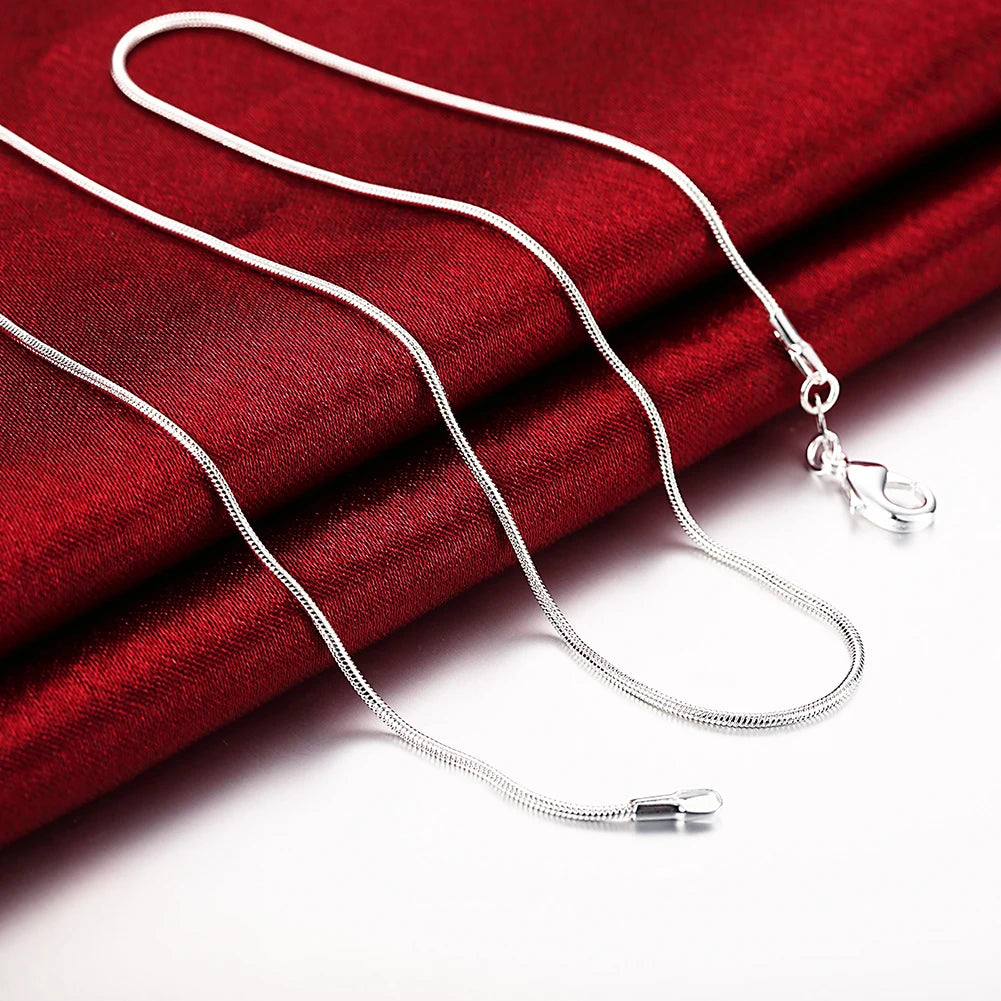 10 unidades de collar de cadena de serpiente fina de plata de ley 925 de 1 mm para hombre y mujer, 16-30 pulgadas, para fiestas, bodas, joyería, regalos