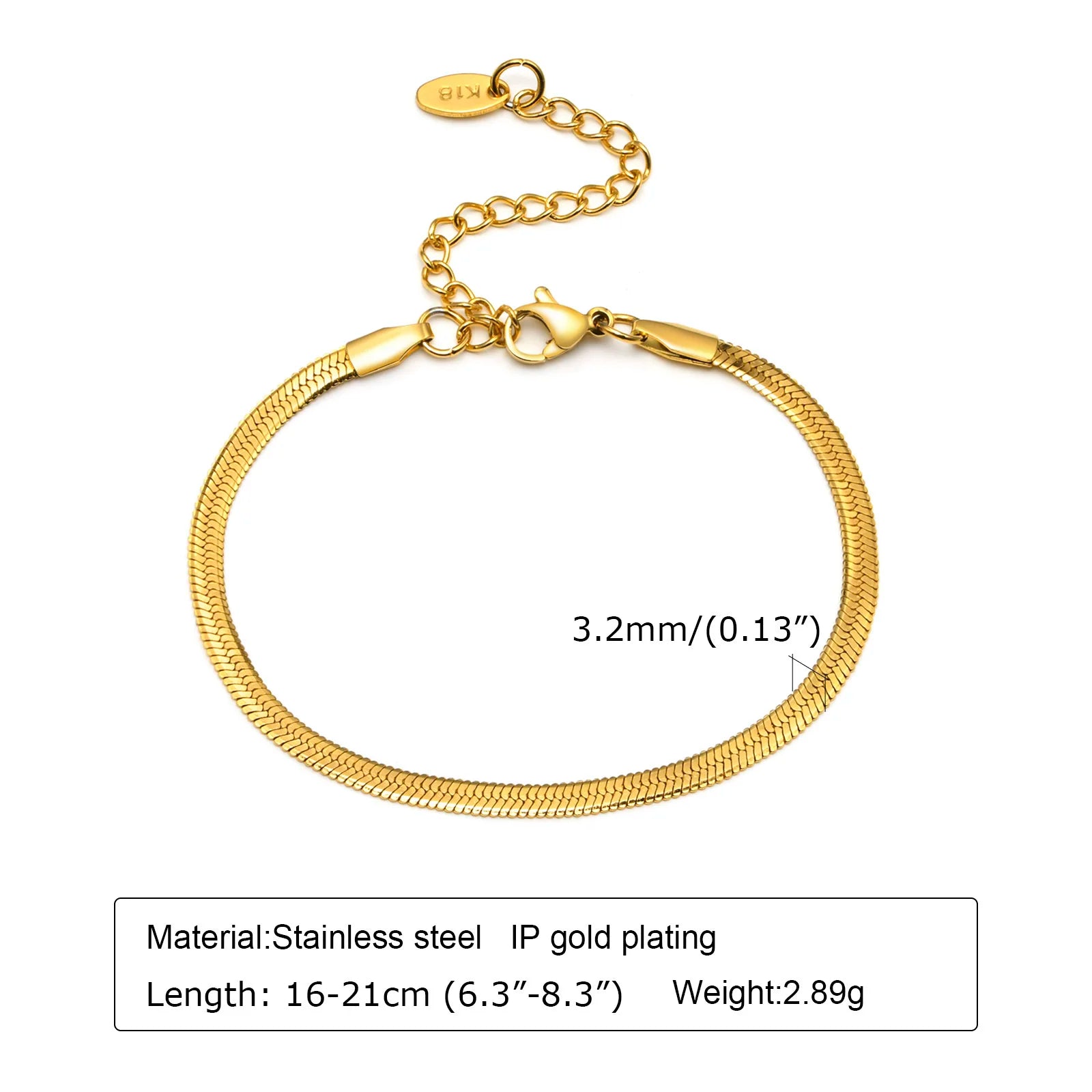Nicht anlaufendes Edelstahlarmband vergoldet stapelbar für Damen, dünnes Fischgrätenkettenarmband wasserdichter Schmuck Geschenk