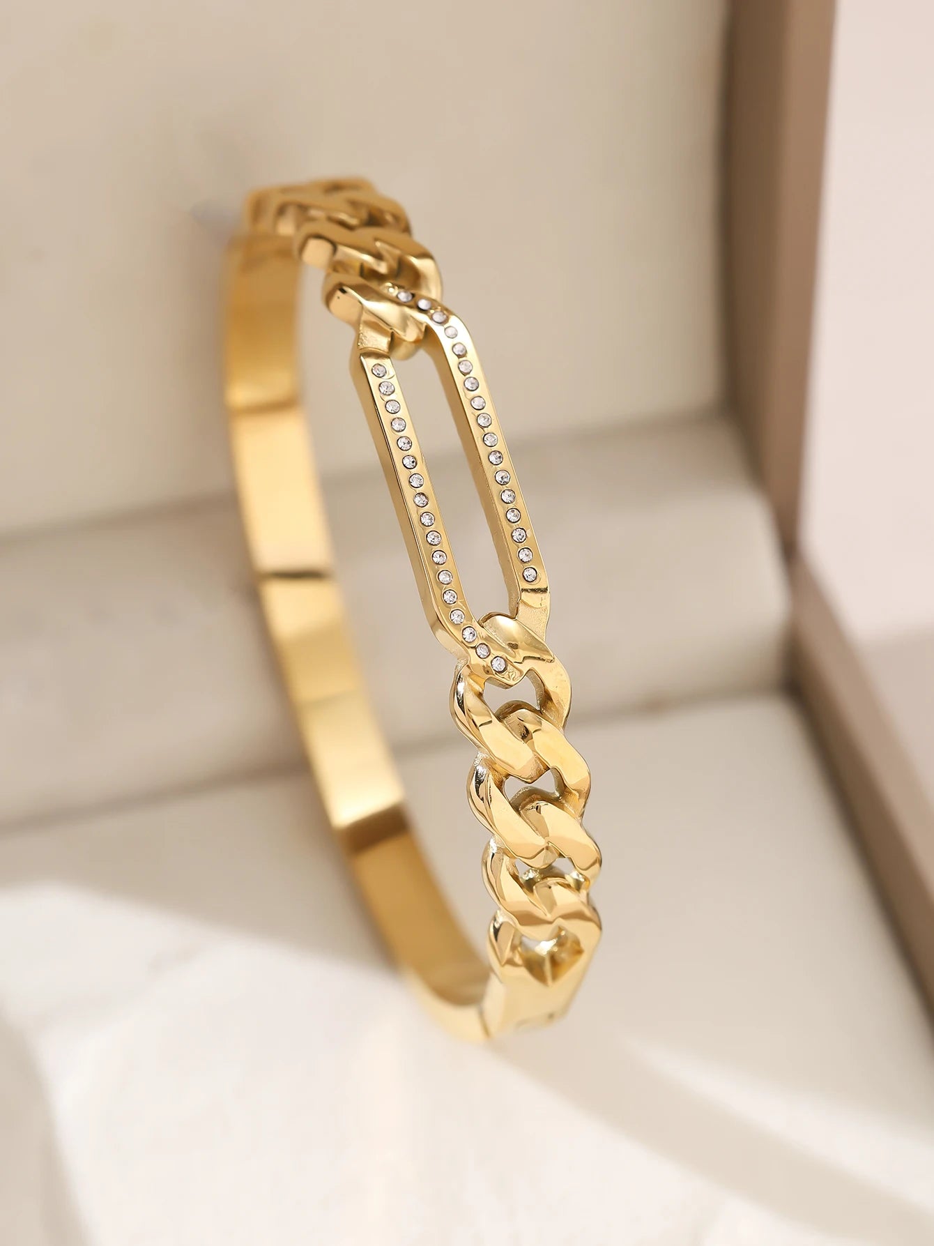 1 Stück/Set Damen Hochzeitsschmuck Party Feiertag Valentinstag Geschenk Edelstahl Armband 18K vergoldet Armband