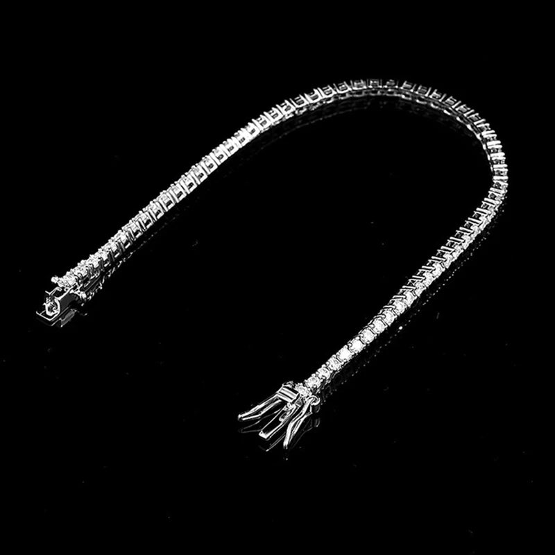 NeeTim 2mm D Farbe Moissanit Tennisarmband 925 Sterling Silber mit Weißgold überzogen Armbänder für Frauen bestehen Diamantentester