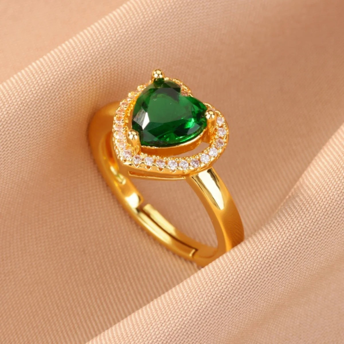 Bunter Zirkonia-Ring für Damen, Edelstahl, goldfarben, offener Ring, Vintage-Boho-Hochzeitsfeier-Schmuck, Geschenk-Accessoires