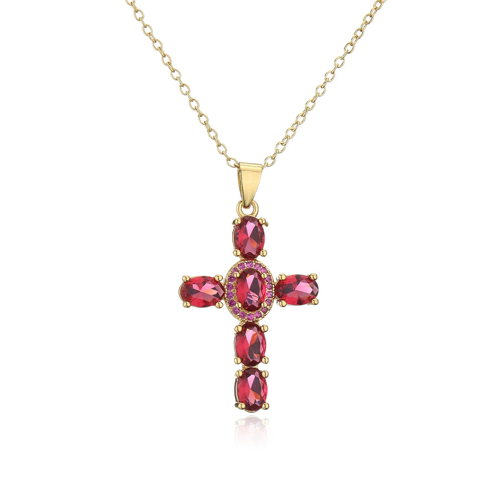 NEWBUY Classic Design Cross Pendant Necklace For Women 2026 Hot Sale Luxury AAA Cubic Zirconia Crystal Christian Jewelry Gift