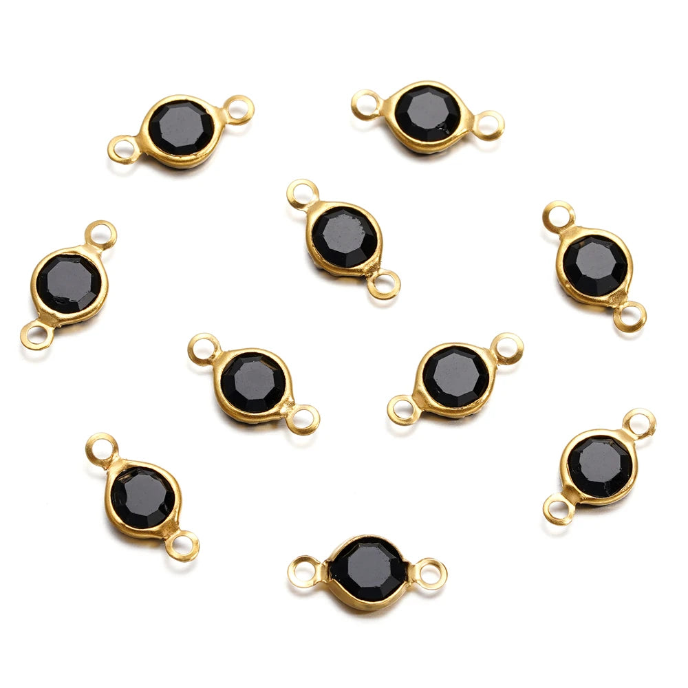 10 Stücke/Los Edelstahl Kristall Rund Doppelring Anhänger für DIY Armband Halskette Perlen Schmuckherstellung Zubehör
