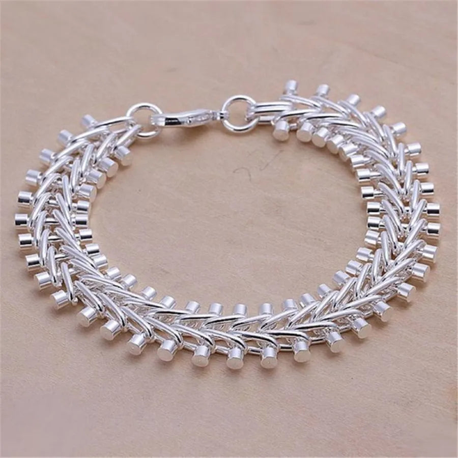 925 Sterling Silber exquisites massives Kettenarmband Mode Charms Frauen Männer massiv Hochzeit süße schlichte Modelle Schmuck