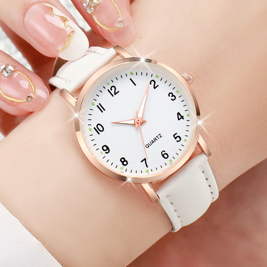 Mode Frauen Uhren Lässiges arabisches Zifferblatt Damen Lederband Quarzuhr Reloj Mujer Mädchen Uhr Geschenk