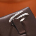 Anillos de dedo de círculo de plata de ley 925 de moda para mujer, deslumbrantes anillos ajustables de circonita cúbica, accesorios apilables para uso diario, joyería fina