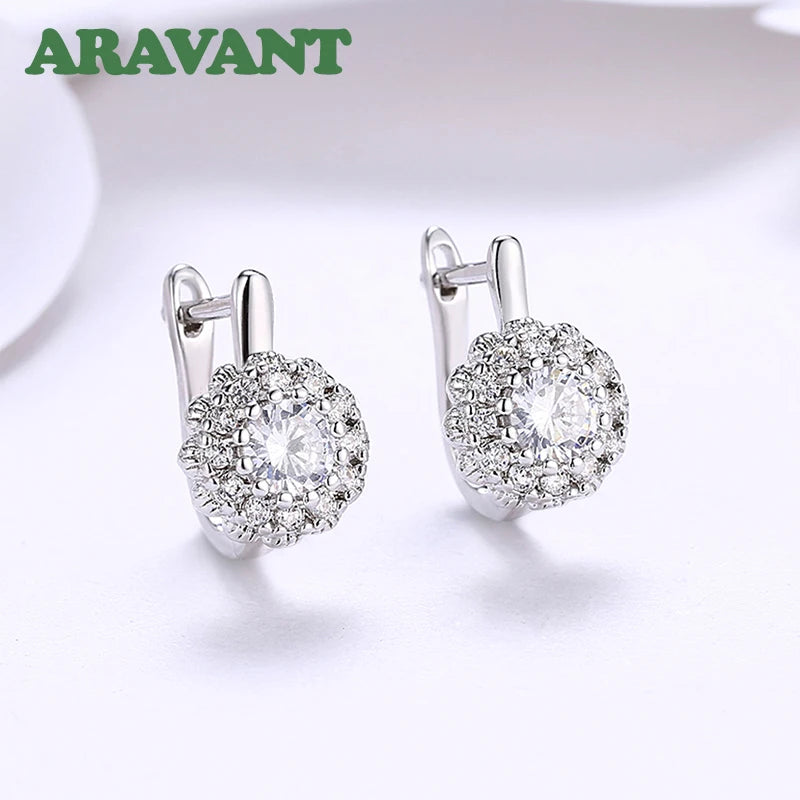 Aravant Pendientes Colgantes Flor de Plata 925 Bañados en Oro de 18K con Circonitas Cúbicas Para Mujer Joyería de Moda de Boda