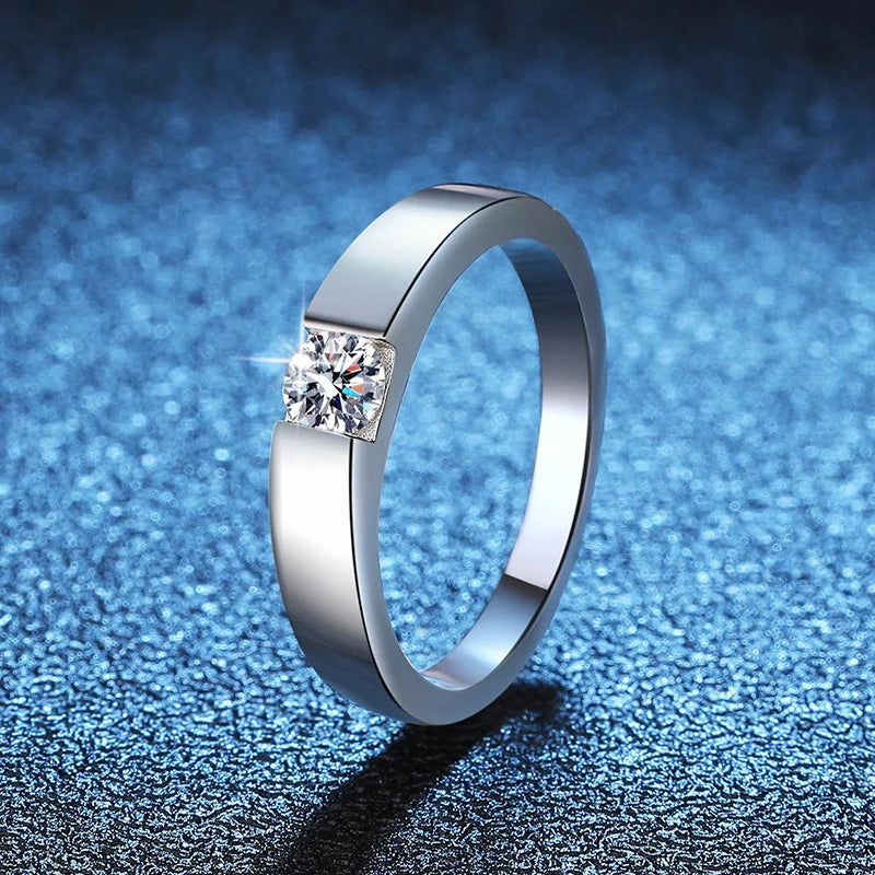 NeeTim 4mm D Farbe Moissanit Ring für Paare Frauen Männer 925 Sterling Silber Labor Diamant Verlobungs Eheringe Schmuck Bänder