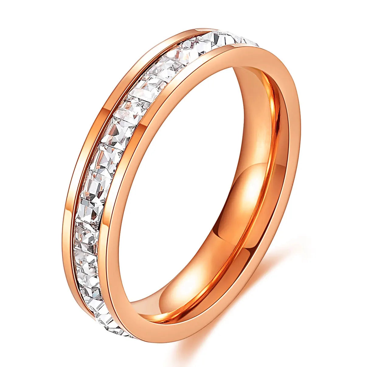 VQYSKO Quadratischer Zirkonia-Edelstahlring Weißer Zirkonia Verlobung Party-Accessoires Geometrischer Partnerring Personalisierter Ring