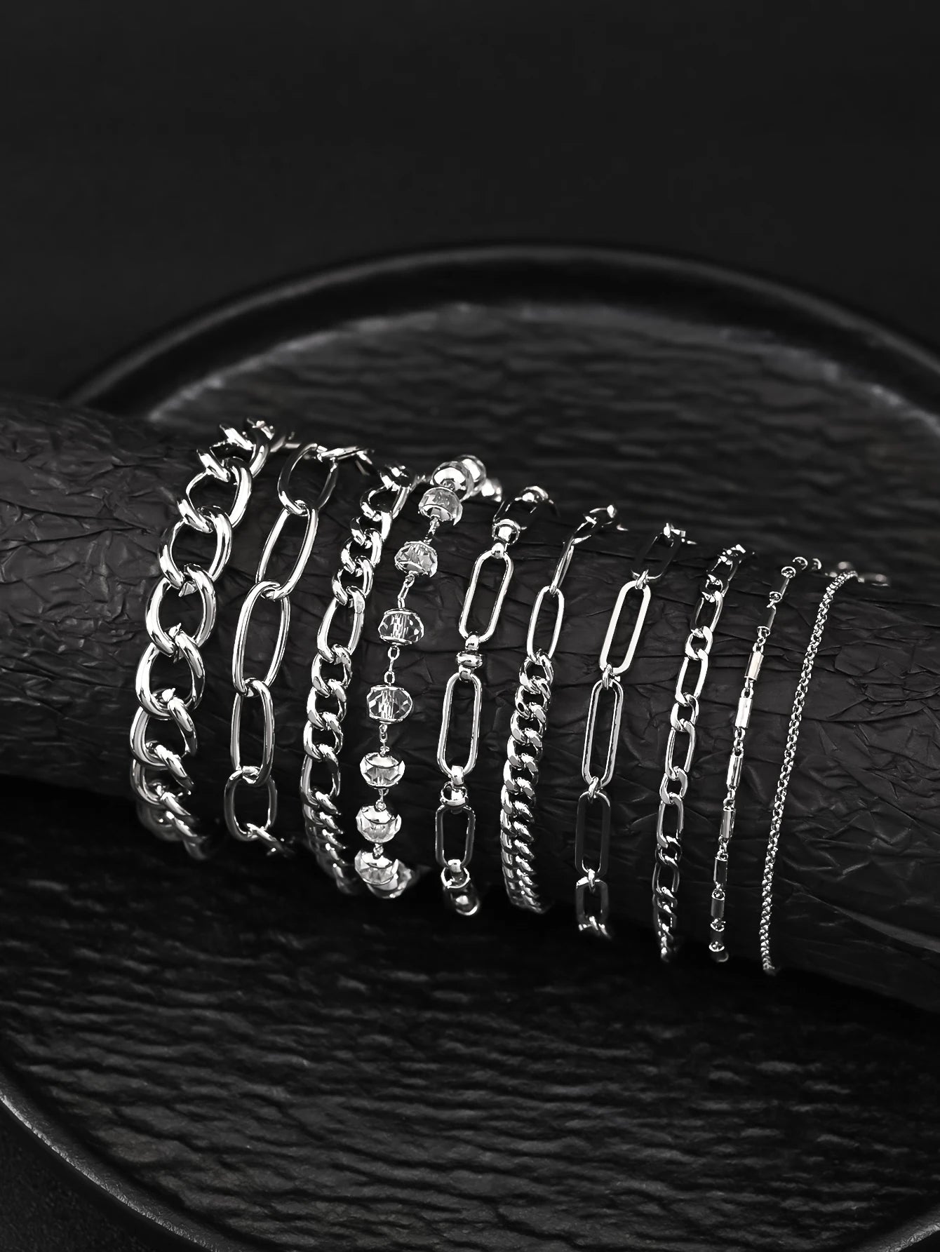 10 Stück Edelstahl Cuban Chain Armband für Herren Damen Figaro Vintage Metall Wikinger Kpop Pulseras Emo Cute Luxus Schmuck Geschenk