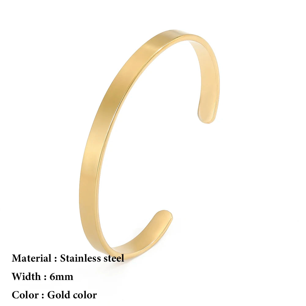 SUNIBI 4mm 6mm Edelstahl Manschette Goldfarben Armreif für Frauen Schmuck Geschenke Großhandel Dropshipping