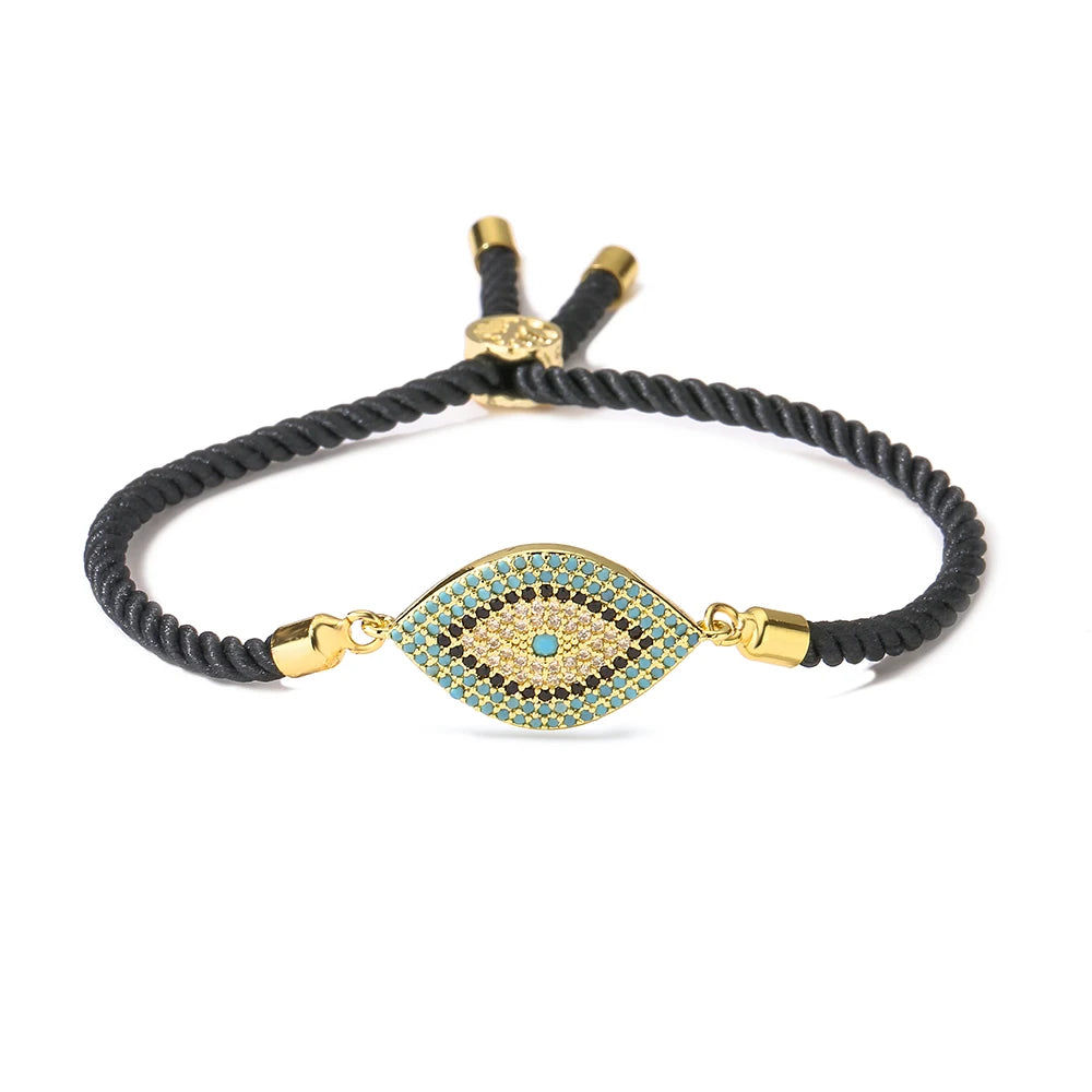 NEWBUY 2026 Trendiges türkisches goldfarbenes Armband mit bösem Blick, verstellbar, AAA-Zirkonia-Pflasterung, Glücksschmuck für Damen, Partygeschenk