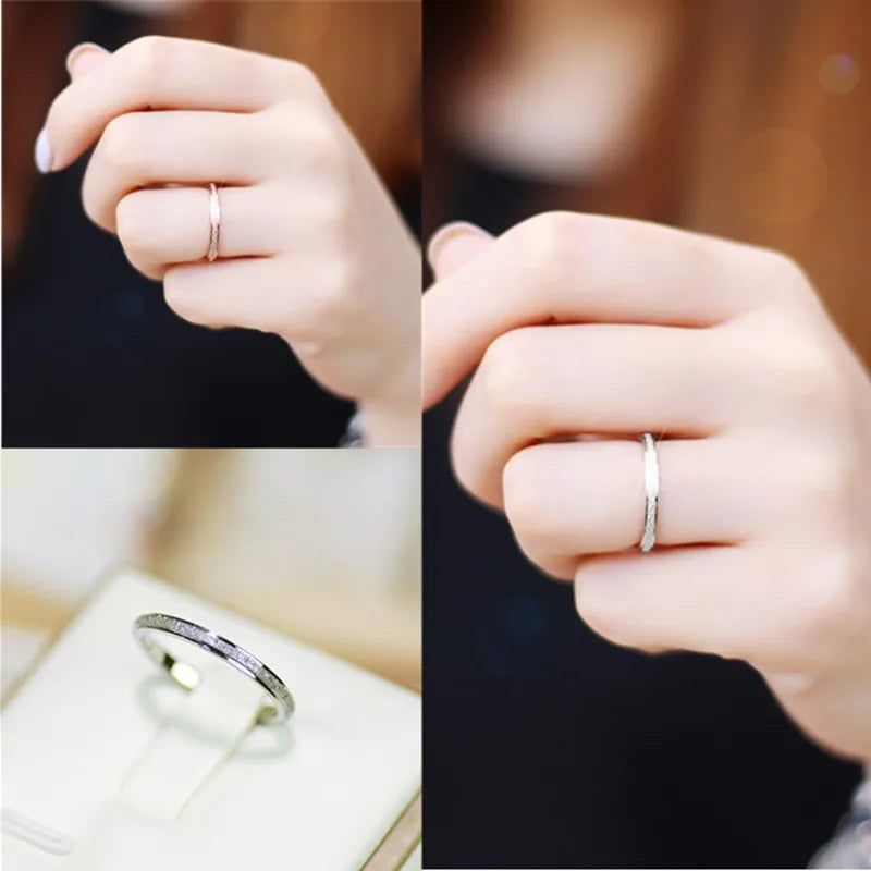 Mattierter Edelstahl 2mm dünner, stapelbarer Ring Ehering für Damen Mädchen Größe 3-10