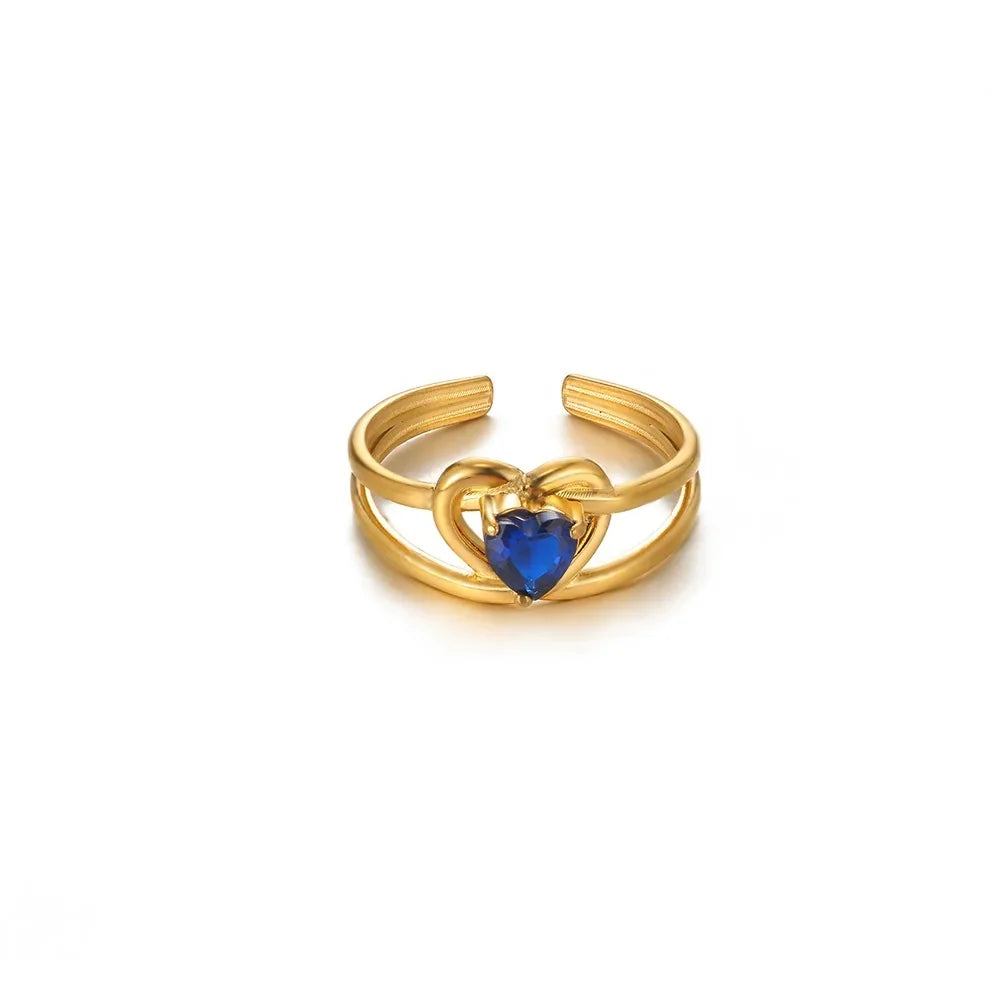 Punk Rote Zirkon Herzringe für Frauen Edelstahl Goldfarbe Günstiger Offener Ring 2025 Neue Mode Hochzeit Paar Schmuck Geschenk