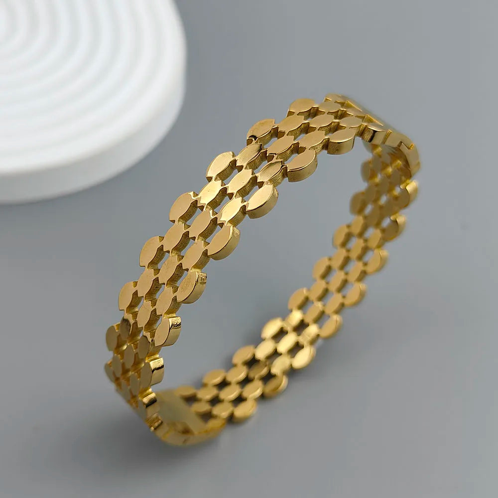 Neues Armband aus goldbeschichtetem Edelstahl mit Wabenhohlmuster, hochwertiges wasserdichtes Silberarmband, Paarschmuck