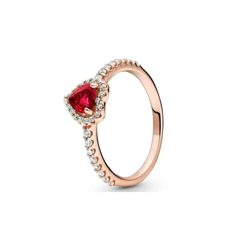 925er Silber Herz-Stein-Ring Neu Heiß Verkaufend Rosa Weiße Ringe Geeignet für jeden Anlass Passendes DIY Geburtstagsgeschenk