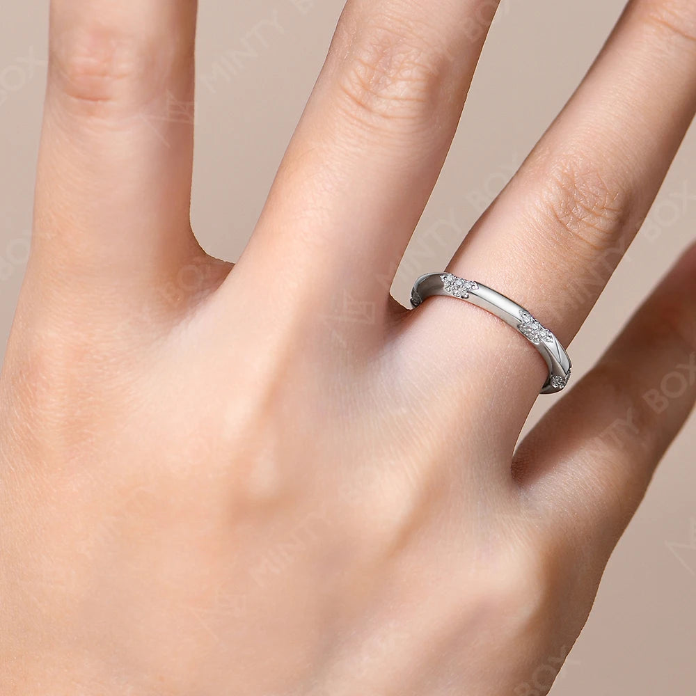 MINTYBOX S925 Silber Moissanit Ehering für Damen Laborgezüchtete Diamant Verlobungsringe 18K Vergoldeter Schmuck