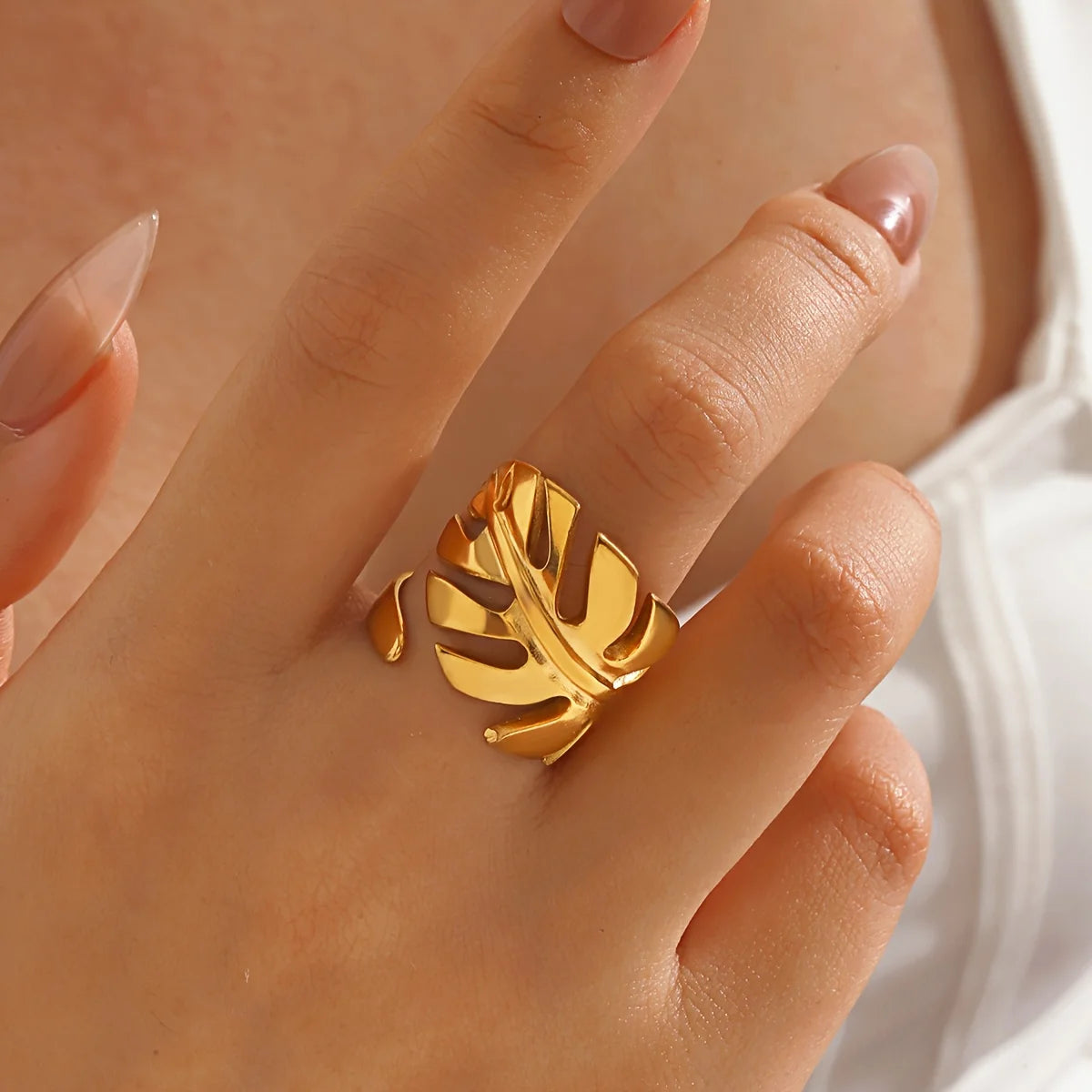 Elegante Edelstahl Big Bloom Blumenringe für Frauen Goldfarbe Sonne Seestern Offener Ring Fingerschmuck Hochzeit Ihr Geschenk Punk