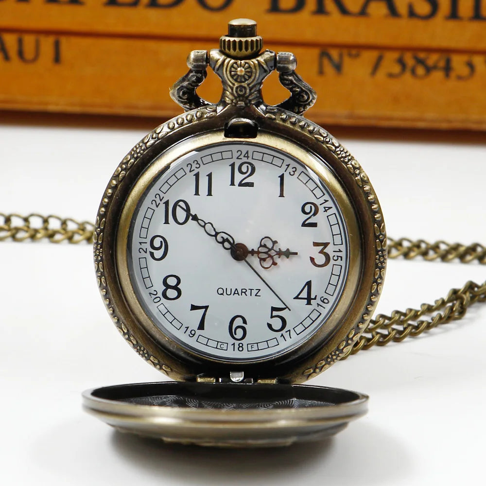 Personalized creative l Wolf Head three-dimensional carved pocket watch FOB Watch for men's Arabic numerals display quartz penda