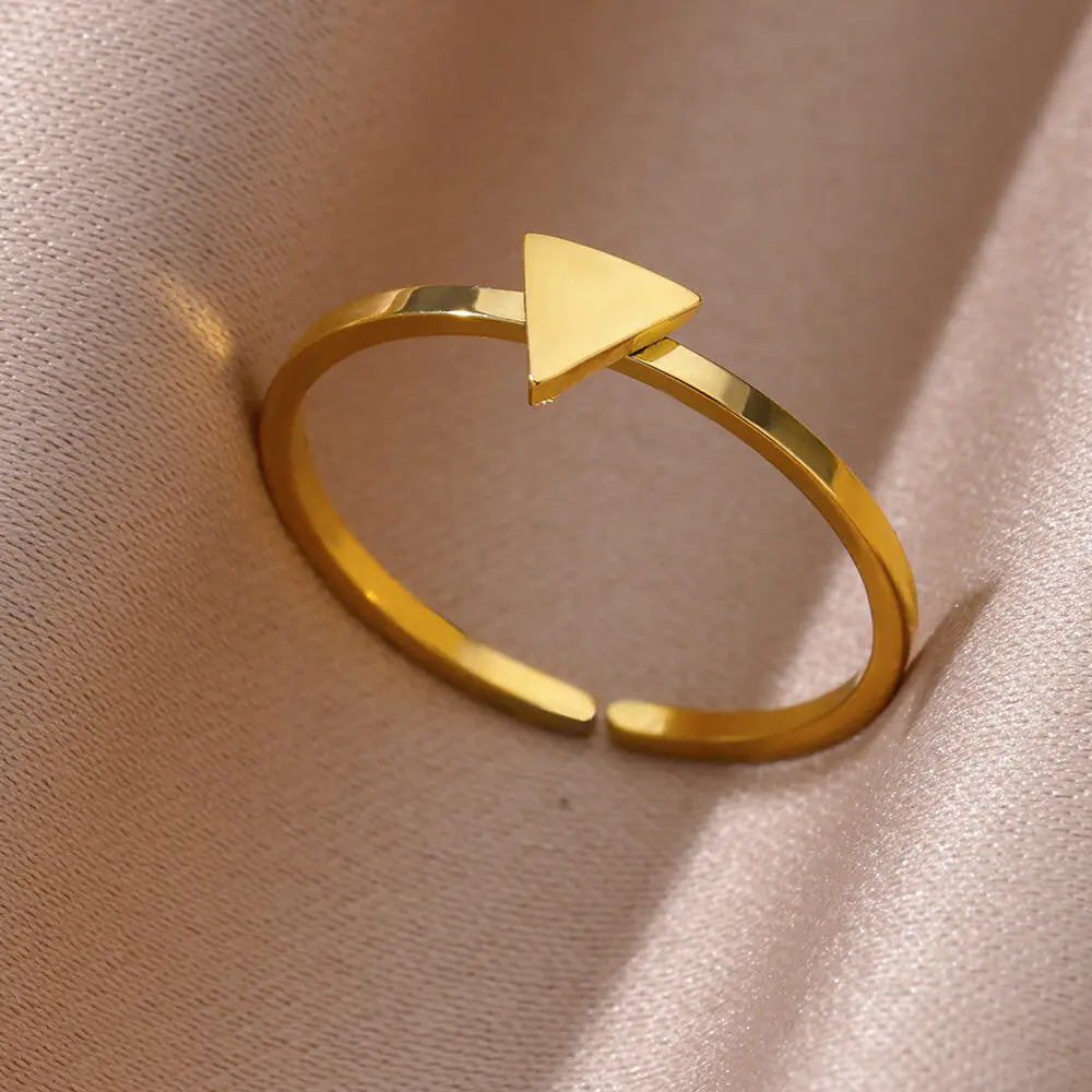 Edelstahl kleine Herzringe für Frauen Vintage Gold Farbe Kreuz Öffnung Geometrischer Ring Mode Hochzeit Schmuck Geschenk 2024