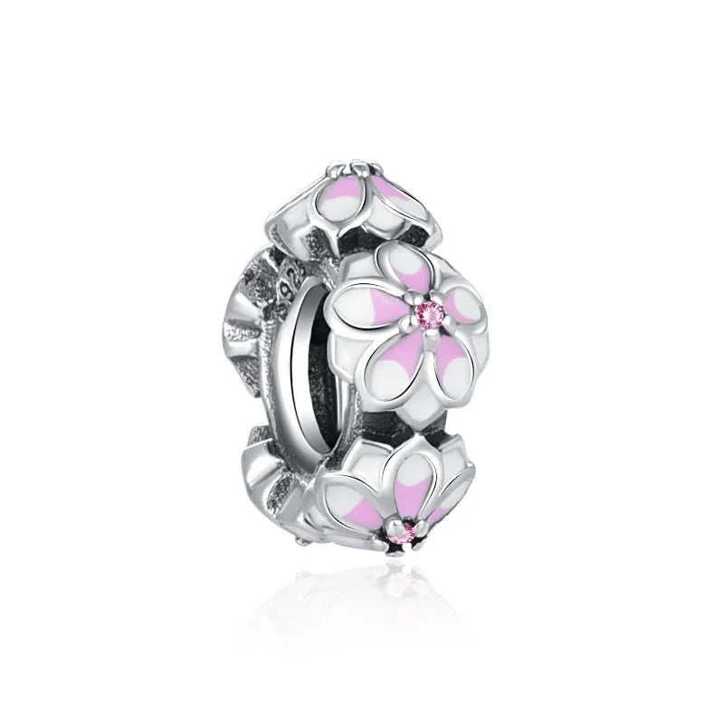 Heiß begehrtes 925er Silber Rosa Serie Blume Hundepfote herzförmiger Anhänger, passend für originale Armband DIY Accessoires, exquisiter Schmuck