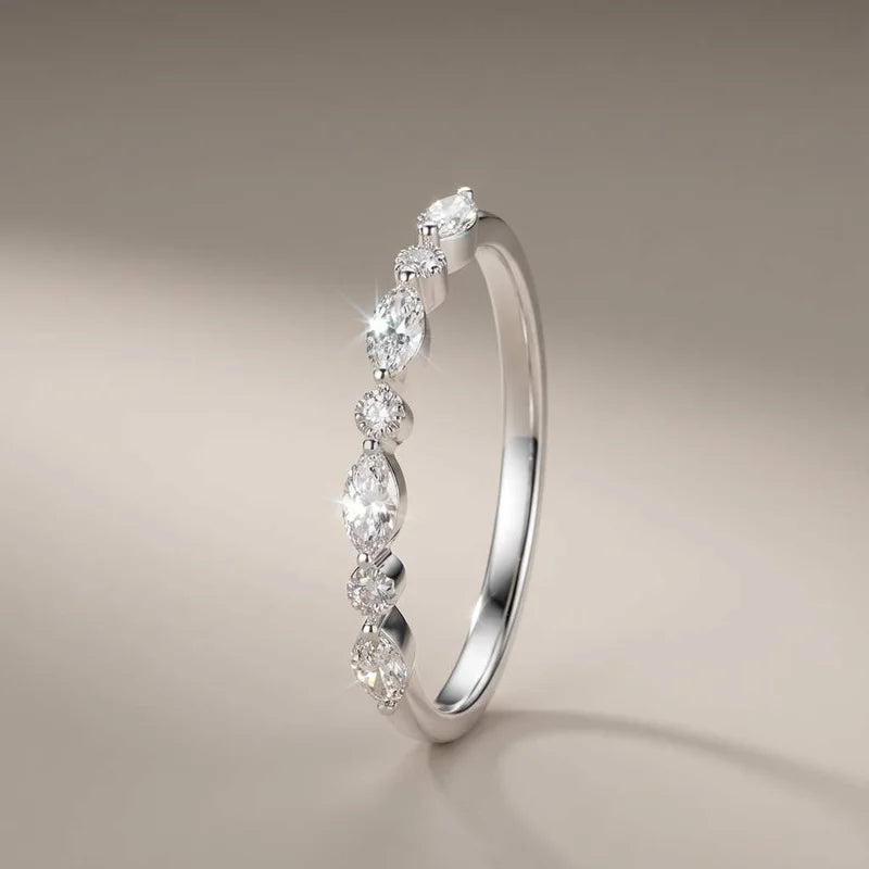 925 Sterling Silber Klassischer Zirkon Marquise Stapelbarer Ring für Frauen Verlobung Hochzeit Luxus Mode Hochwertiger Edelschmuck