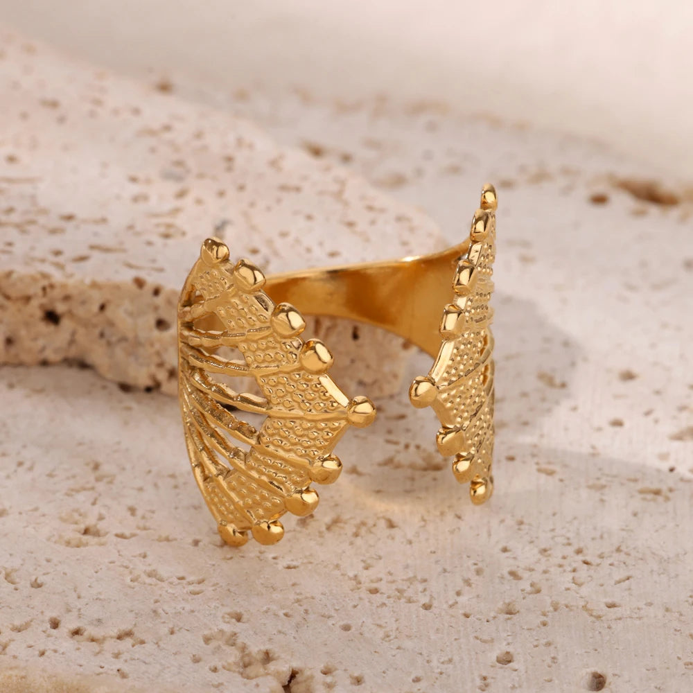 Anillos Abiertos de Acero Inoxidable con Concha de Estrella de Mar para Mujer, Anillo Ajustable Color Oro para Dedo, Joyas de Moda para Vacaciones en el Mar, Regalos