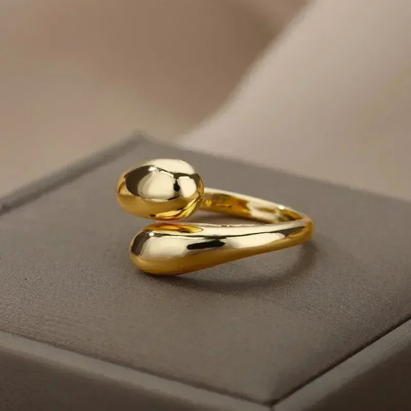 Anillos de gota de agua lisos de plata de ley 925 para mujer Anillo abierto de oro de 18 quilates Anillos de pareja de boda Regalo de joyería estética