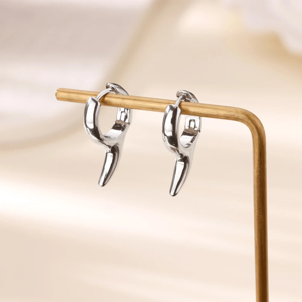 Pendientes de gancho geométricos para mujer, de acero inoxidable, color dorado, con diseño de medusa, pendientes colgantes de moda 2025, joyería de boda con perforación