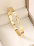 1 Stück 18K vergoldetes stapelbares Edelstahlarmband mit Kette und Kleeblatt-Design, Modischer Stil für Damen, Geeignet für Freizeit