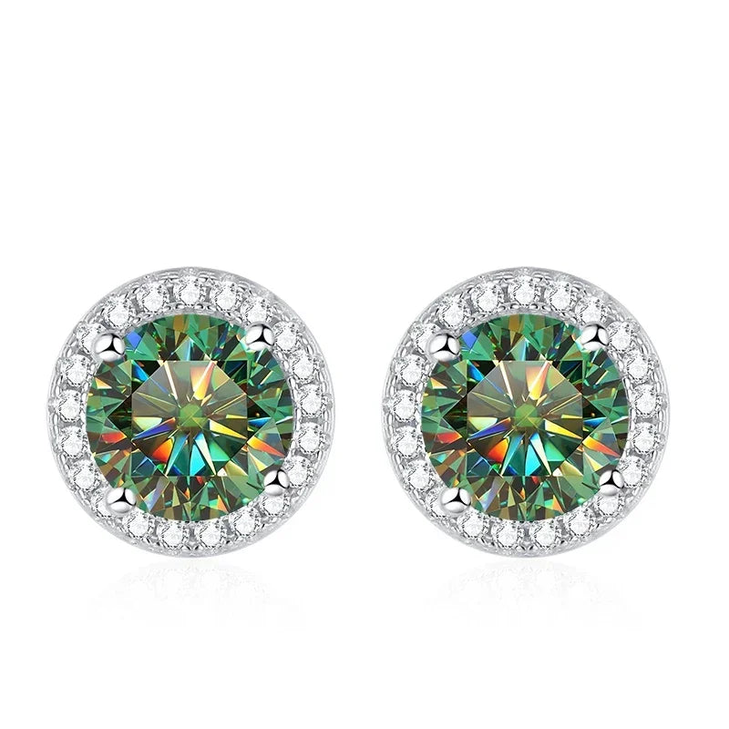 NeeTim Moissanite Ohrstecker für Damen 925 Sterling Silber Grün Blau Pink Rot Schwarz Blau Funkelnde Moissanite Ohrstecker