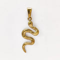 Collar con colgante de serpiente de acero inoxidable - Chapado en oro de 18 quilates, diseño sencillo, dijes de acero inoxidable, joyería de animales para hombres y mujeres