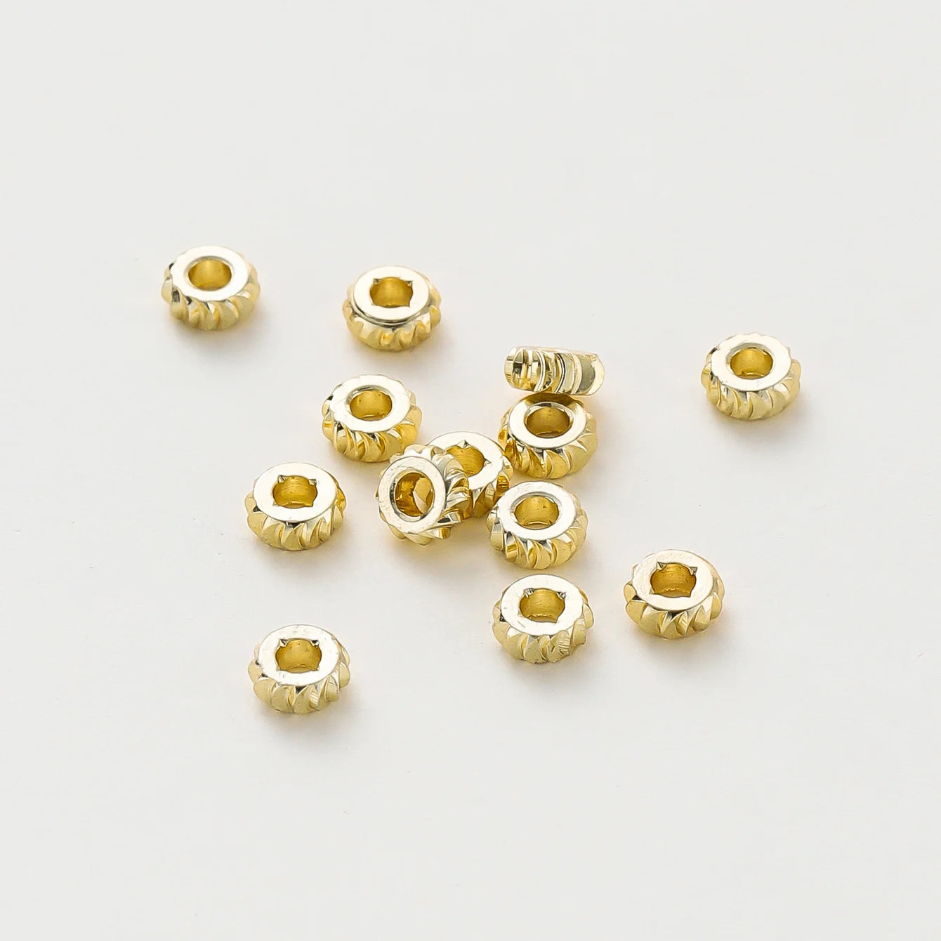 50 Stücke/Charge 14K 18K Gold Farbe Ausgefallene Rad Metall Runde Perlen Halskette Armband Lose Spacer Perlen für Schmuckherstellung Erkenntnisse