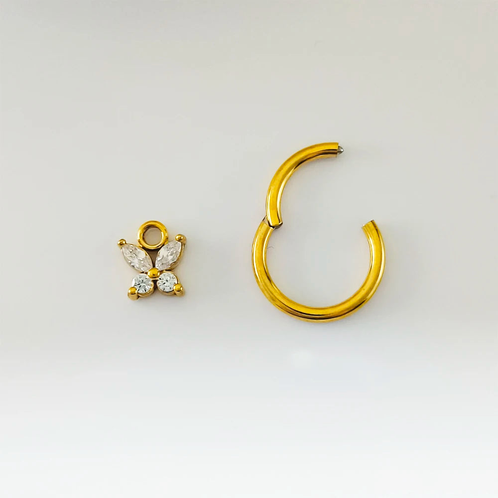 Wassertropfen Anhänger Muschelring ASTM F136 G23 Titan Piercings Mondblumen Scharniersegment Clicker Tropfen Helix Ohrringe