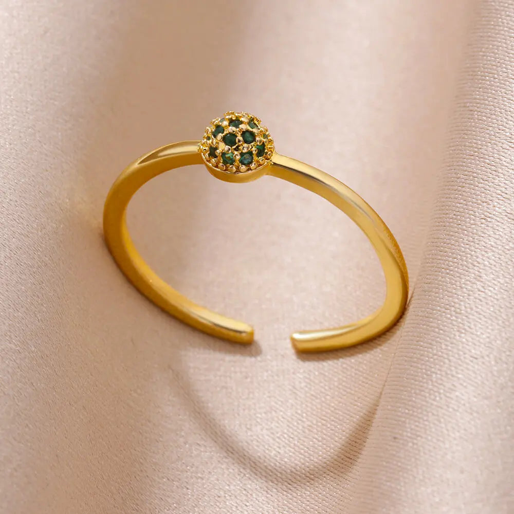 Anillos Redondos Pequeños de Circonita Verde para Mujer, Anillo Geométrico de Acero Inoxidable, Joyería de Lujo para Boda, Navidad, Regalo, Envío Gratis