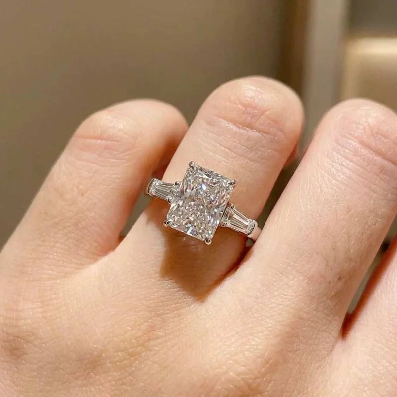 925 Sterling Silber AAA Weiß Zirkonia Fingerringe für Frauen Hochzeits-Verlobungsparty Ringe Modeschmuck Geschenk