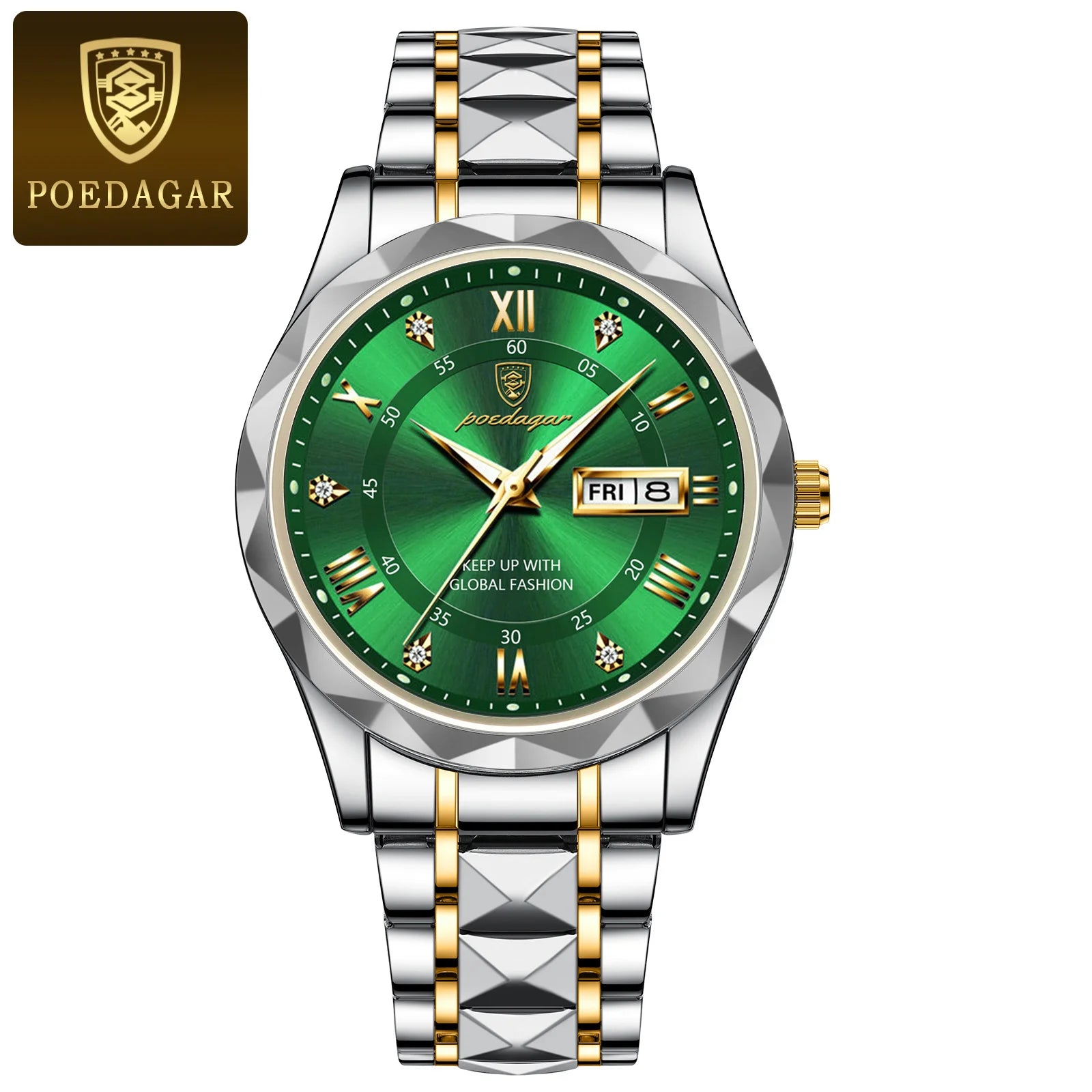 POEDAGAR Relojes de Lujo para Hombre, Impermeables de Acero Inoxidable, Luminosos, Reloj de Pulsera para Hombre, Fecha, Semana, Deportivo, Reloj de Cuarzo para Hombre, Reloj