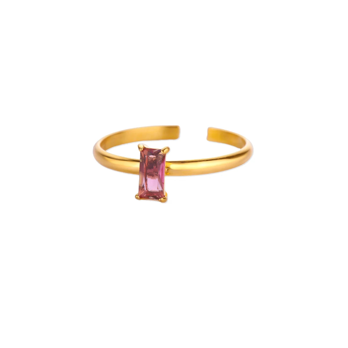 Edelstahl Geburtssteinringe für Damen Goldfarbe Zirkon Geburtsstein Öffnungsring Minimalistischer Weihnachts-Geburtstags-Schmuckgeschenk