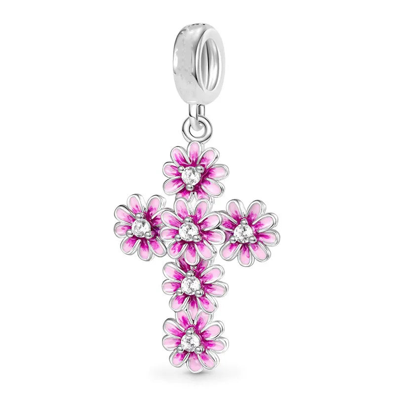 2026 925 Silber Blume, Schmetterling, Highland-Kuh, Motorrad-Anhänger passend für europäisches Original-Armband DIY Schmuck Exquisiter Schmuck