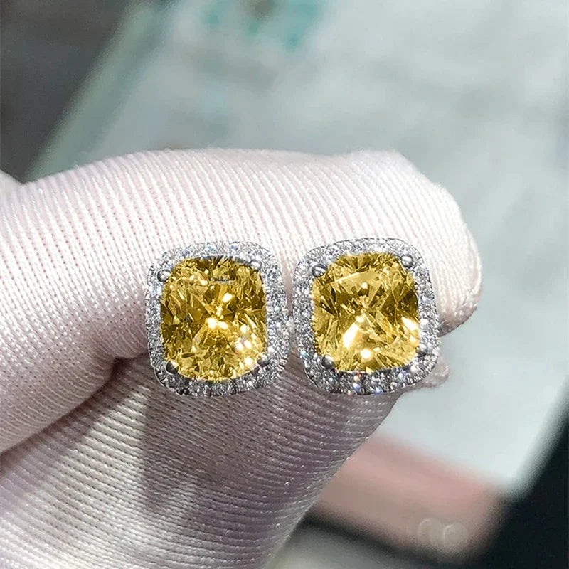 Neue Hellweiß/Gelb/Pink CZ Ohrstecker für Damen, modischer, schlichter Schmuck, hochwertige Hochzeit, Verlobung
