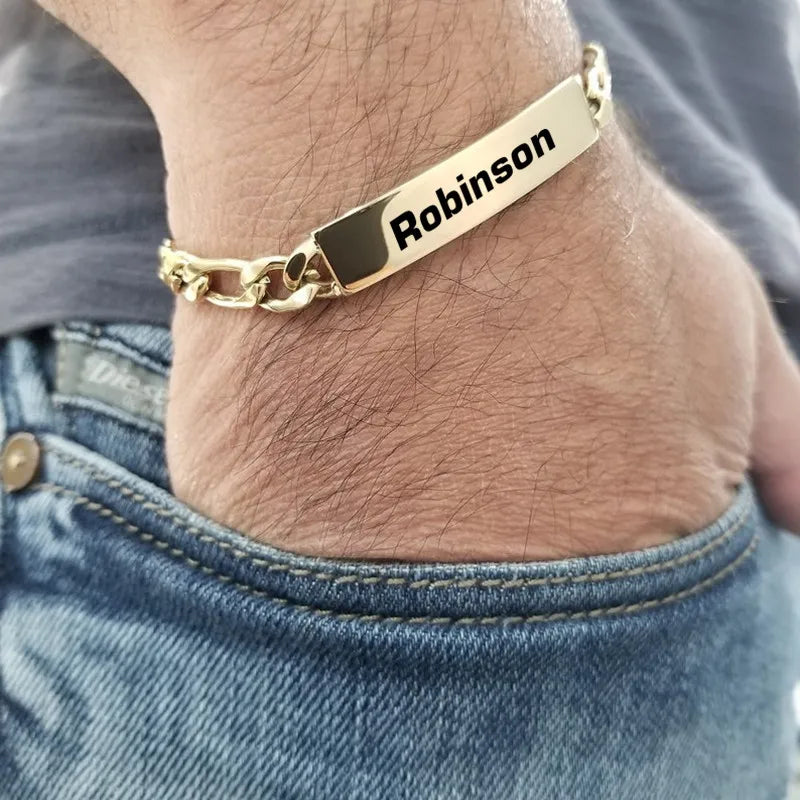 Personalisiertes Herrenarmband, verstellbarer Armreif, Edelstahl, Name, beliebiger Text graviertes Armband, Geburtstagsgeschenk für Ihn