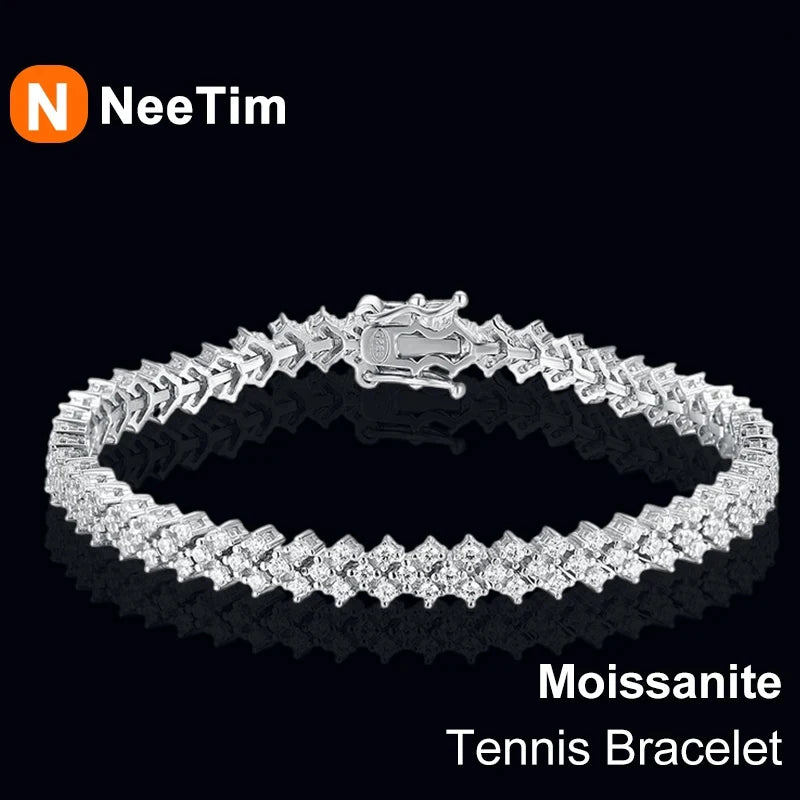NeeTim Moissanite Tennisarmband 925 Sterling Silber Labor Diamant Armbänder mit Weißgold plattiert Edler Schmuck für Damen