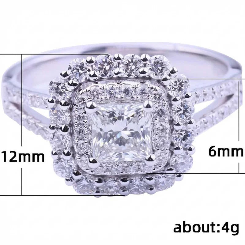 925 Sterling Silber Mode Quadrat Bling Ring Geometrisch Luxus Inlay AAA Zirkonia Hochzeit Accessoires Frauen Schmuck