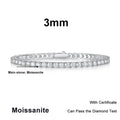 NeeTim 3mm 4mm 5mm 6.5mm Moissanit Tennisarmband Original s925 Sterling Silber Labor Diamant Armbänder für Frauen Männer Ketten
