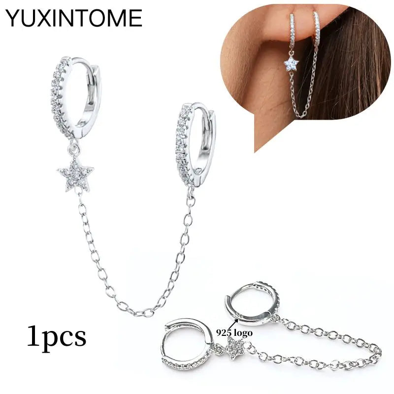 925 Sterling Silber Ohrnadel Mode Creolen Weiße Kristall Luxus Damen Silberohrringe Hochzeit Damenschmuck Geschenk