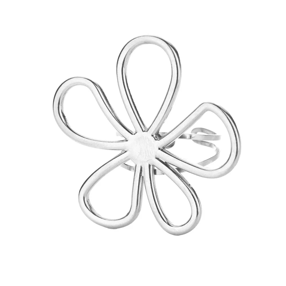 Edelstahl Übertrieben Große Blumenringe Für Frauen Gold Farbe Sonnenblume Fingerring Weiblich Mode Ästhetischer Schmuck Geschenk