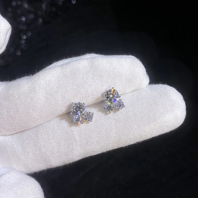 NeeTim Ohrstecker für Damen, 925er Sterlingsilber mit Weißgold-Beschichtung, alle D VVS1 Moissanit, Hochzeitsschmuck