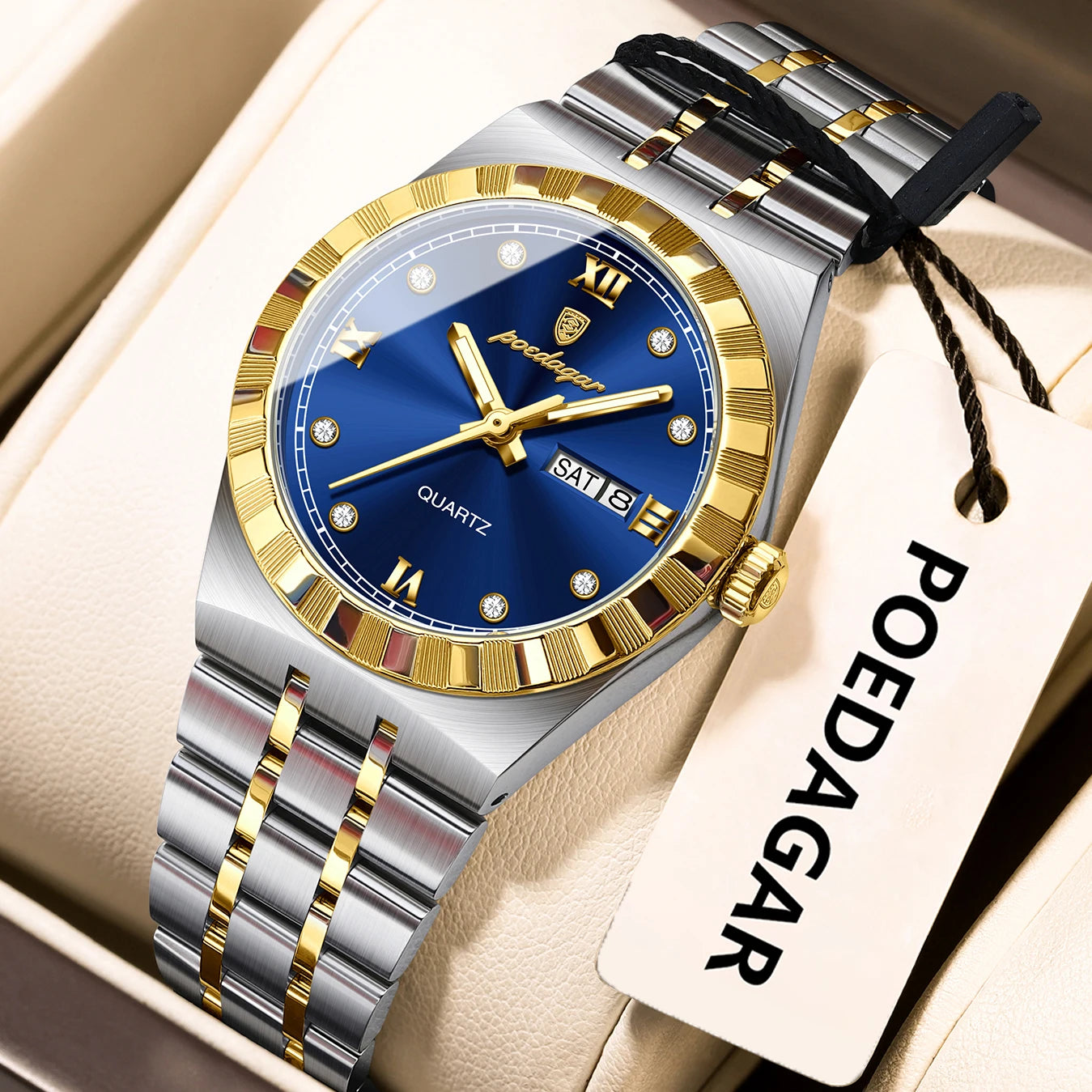 POEDAGAR Luxury Original Ladies Watch Luminous Waterproof Week Date Woman Wristwatch Stainless Steel Women Quartz Watches Female
