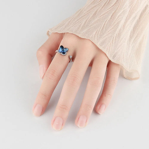 Rotierender Angst-Gelenkring für Damen Spinner Fidgets Süßes Tier Schmetterling Blume Anti-Stress-Ring Party-Schmuck Geschenke Anillo