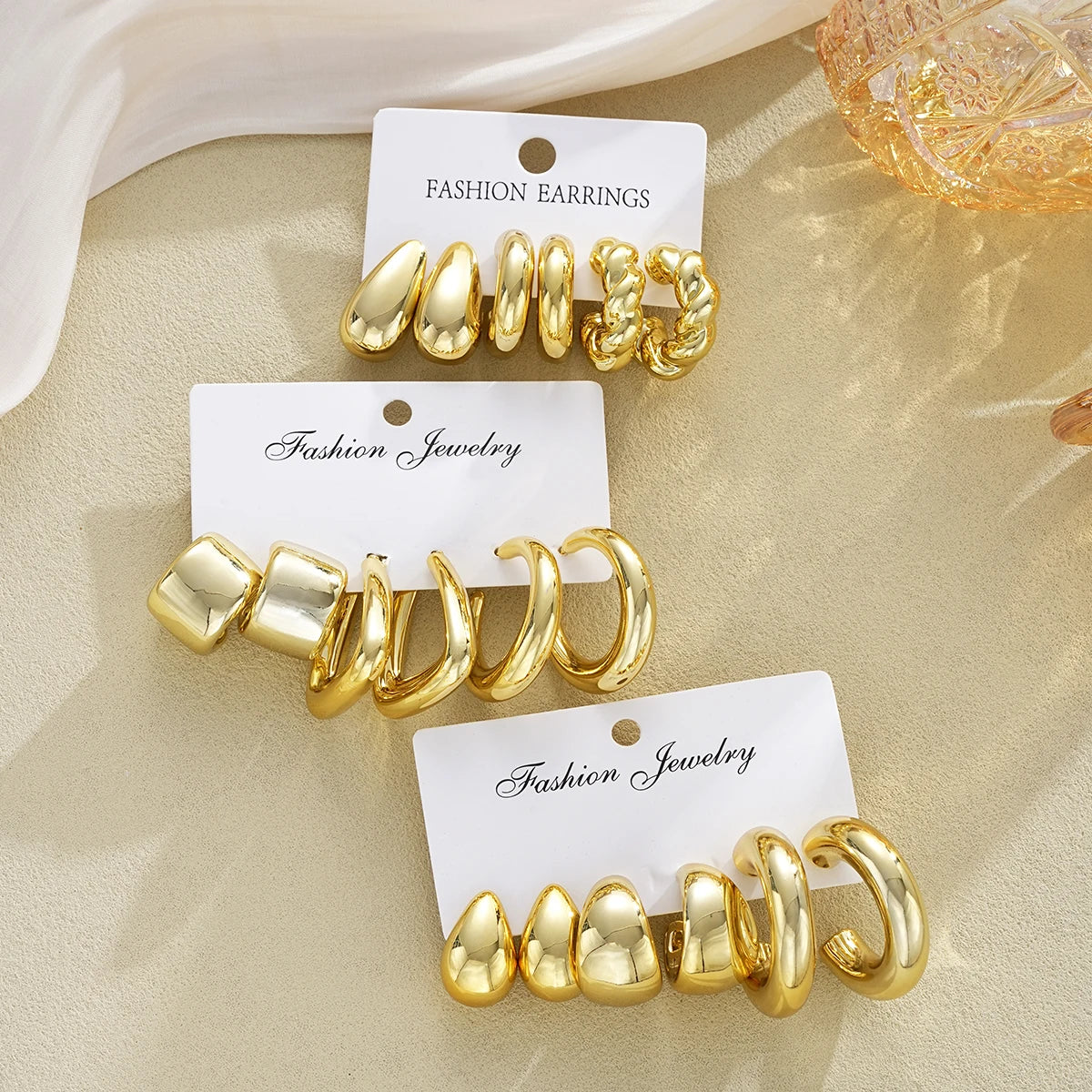 18 Teile/Set Mode Wassertropfen Ohrringe Für Frauen Vintage Übertreibende Geometrische Twist Creolen Personalisierte Schmuckgeschenke Neu